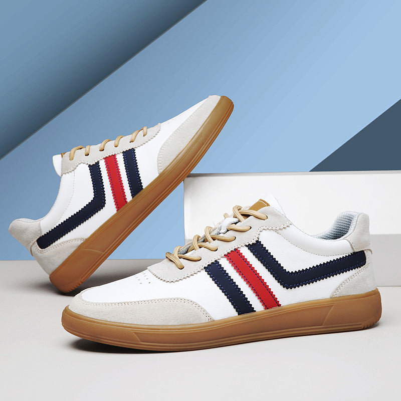 Mens Leather Sneakers With Built-In Height-Boosting Insoles And Tendon-Style Rubber Soles