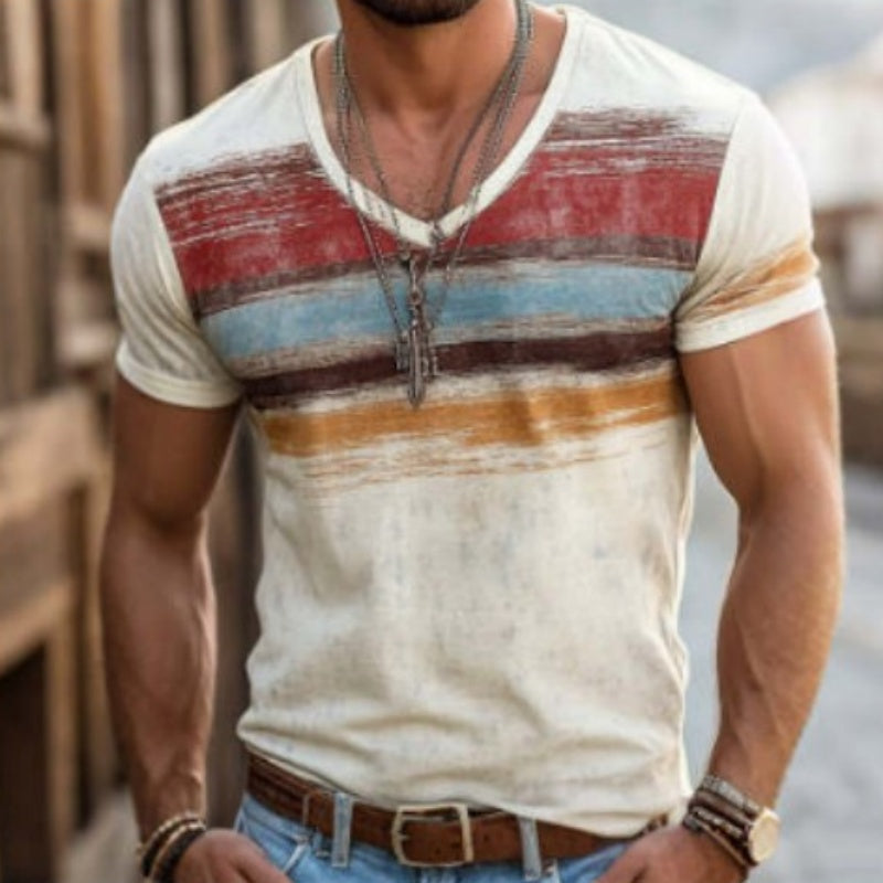 Mens 3D Digital-Print Short-Sleeve T-Shirt