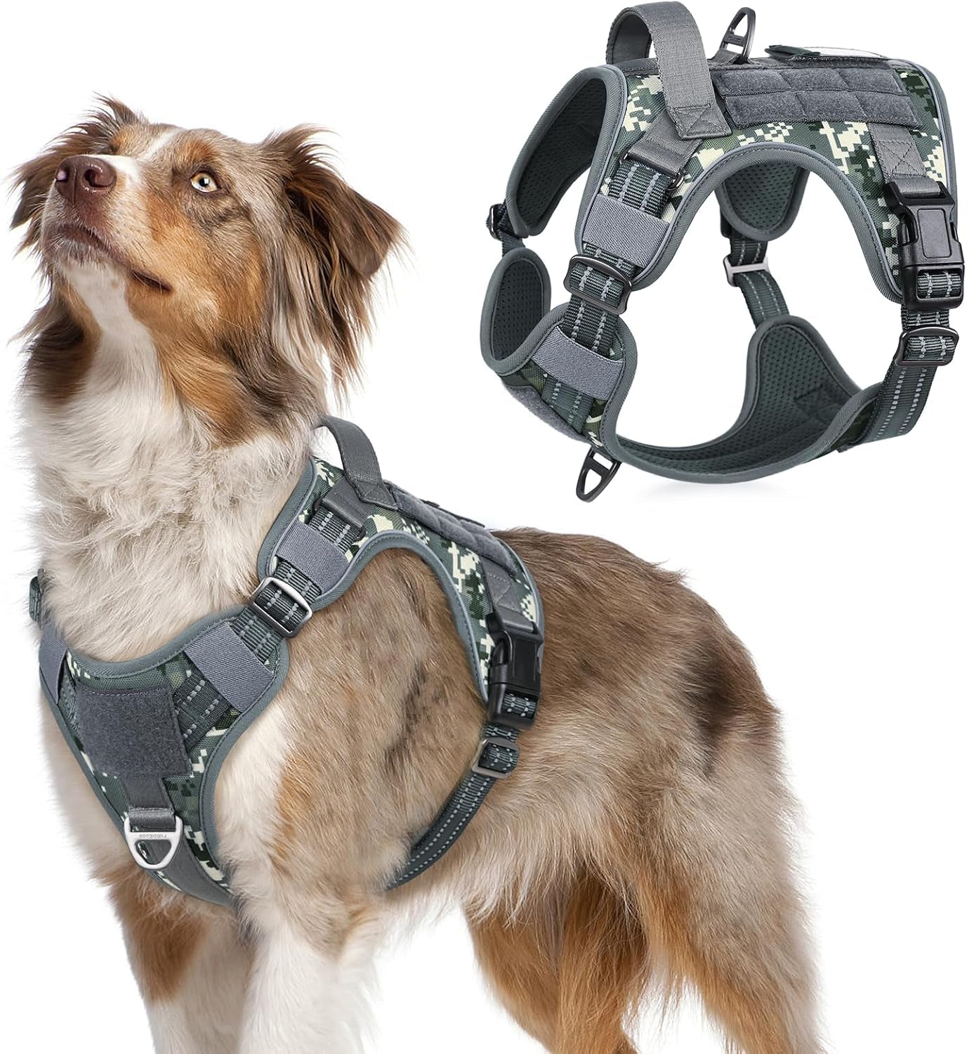 No-Pull Tactical Dog Harness MOLLE Vest for Medium & Large Dogs