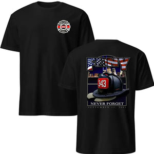 343 Never Forget Firefighter T-Shirt – Patriotic 9/11 Tribute Tee
