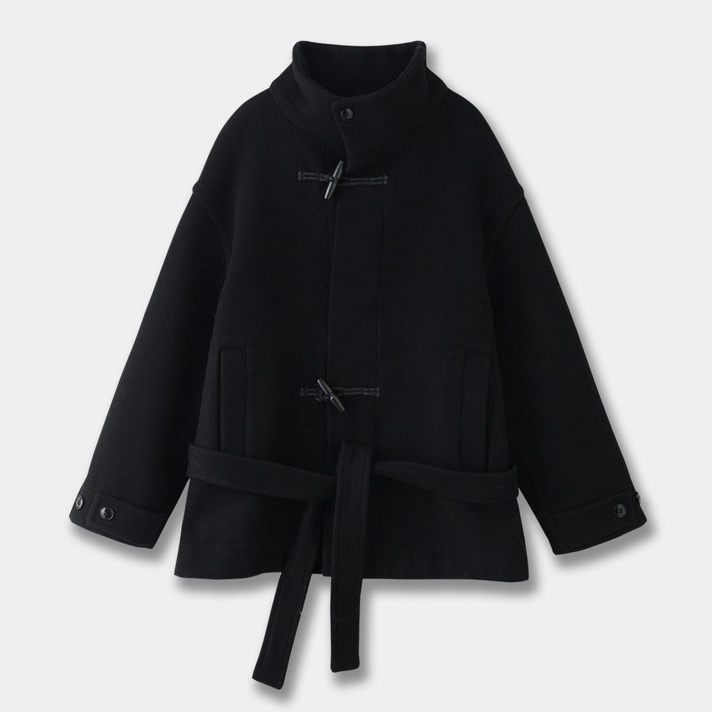 Women's High-neck Coat With Horn-button Closure
