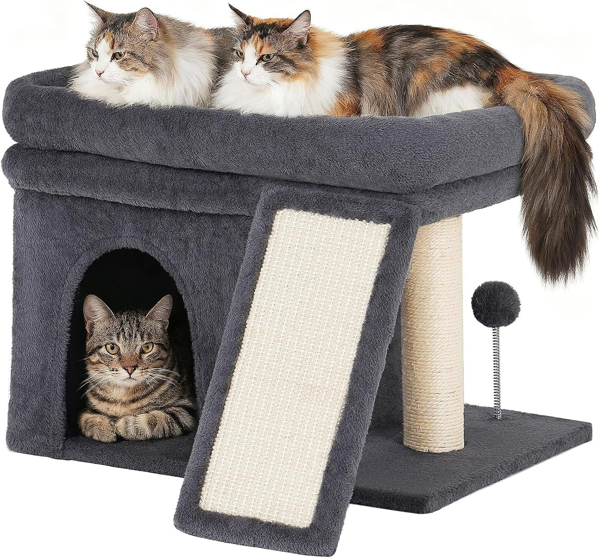24in Cat Tree for Large Cats with Perch, Condos & Scratcher
