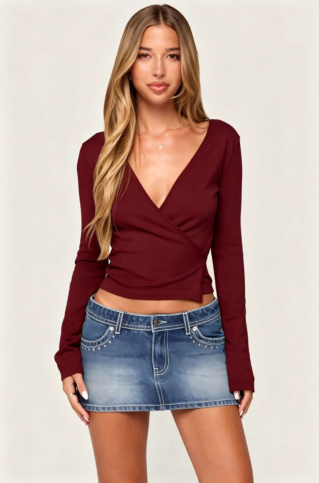 Women's V-neck Slim-fit Versatile Fashion Top