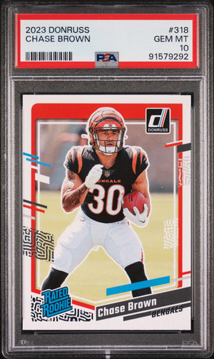 Graded 2023 Panini Donruss Chase Brown #318 Rookie RC Football Card PSA 10 Gem Mint