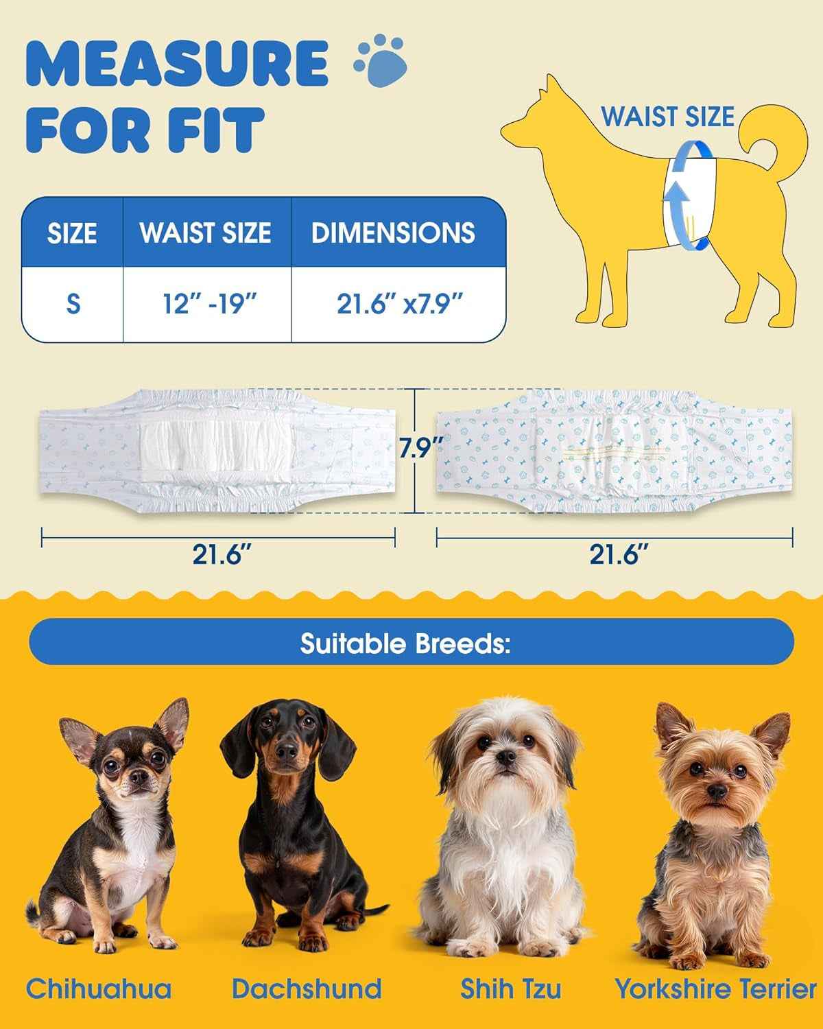 Male Dog Diapers – 96 Ct Small Belly Bands, Leakproof