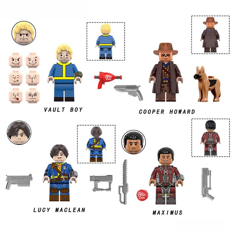 Fallout Set of 4  Vault Boy, Lucy, Cooper & Maximus Minifigure Toy