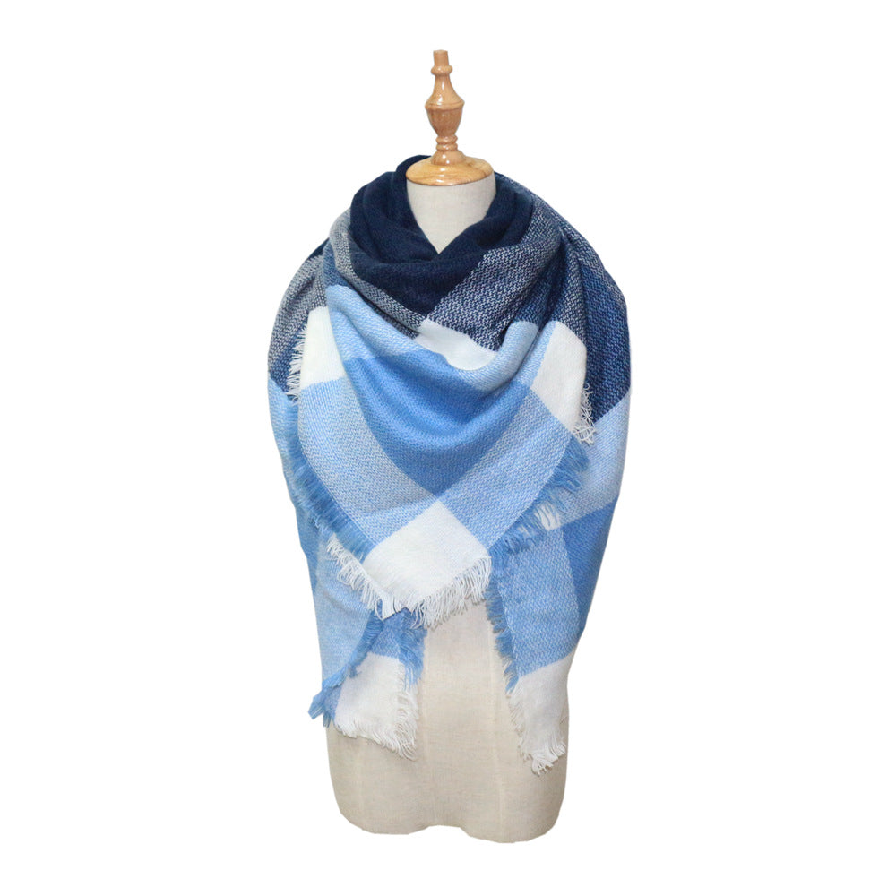 Plaid-print Versatile Neck Scarf Shawl