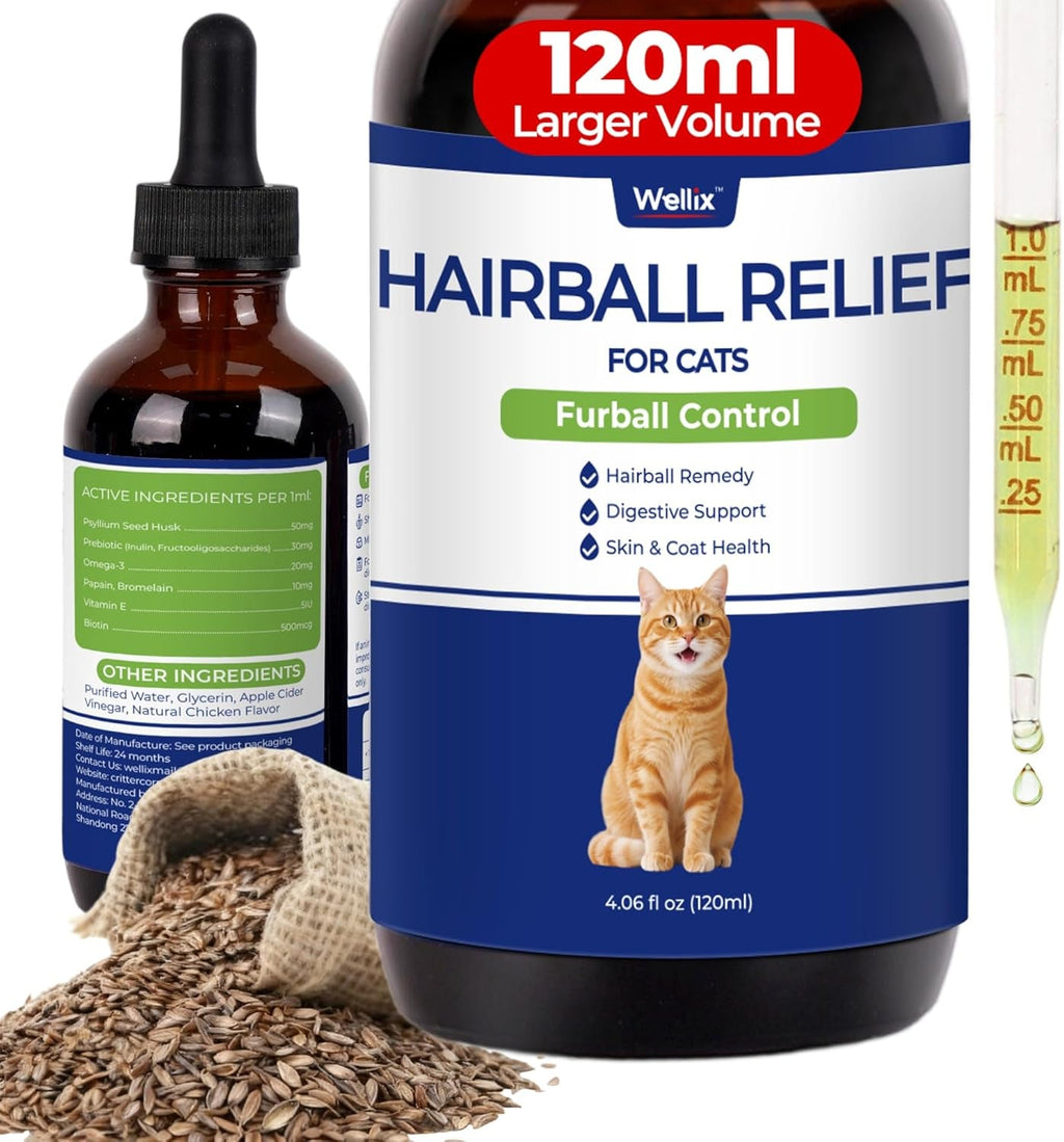 Wellix Cat Dog Constipation Relief Liquid 4 oz Probiotic Chicken Flavor