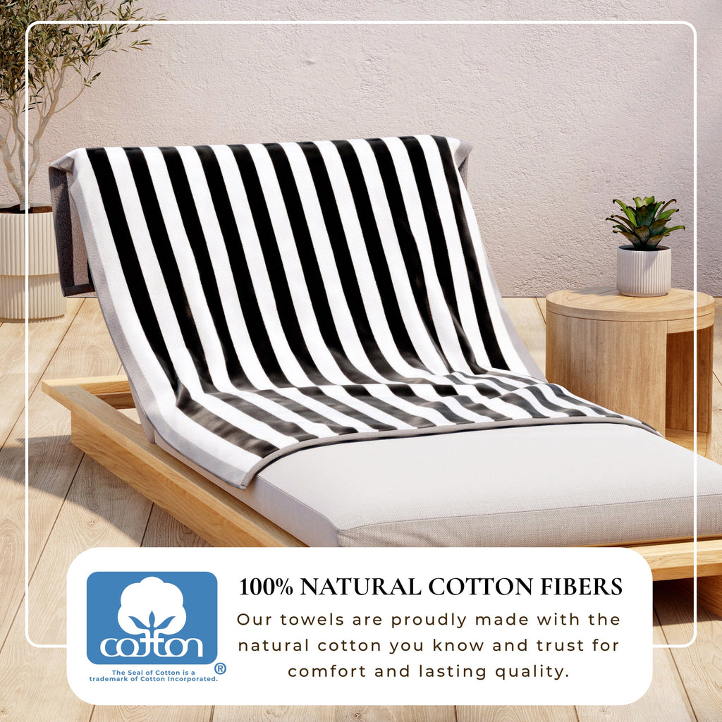 Oversized Striped Border Cabana Beach Towels - Santa Cruz