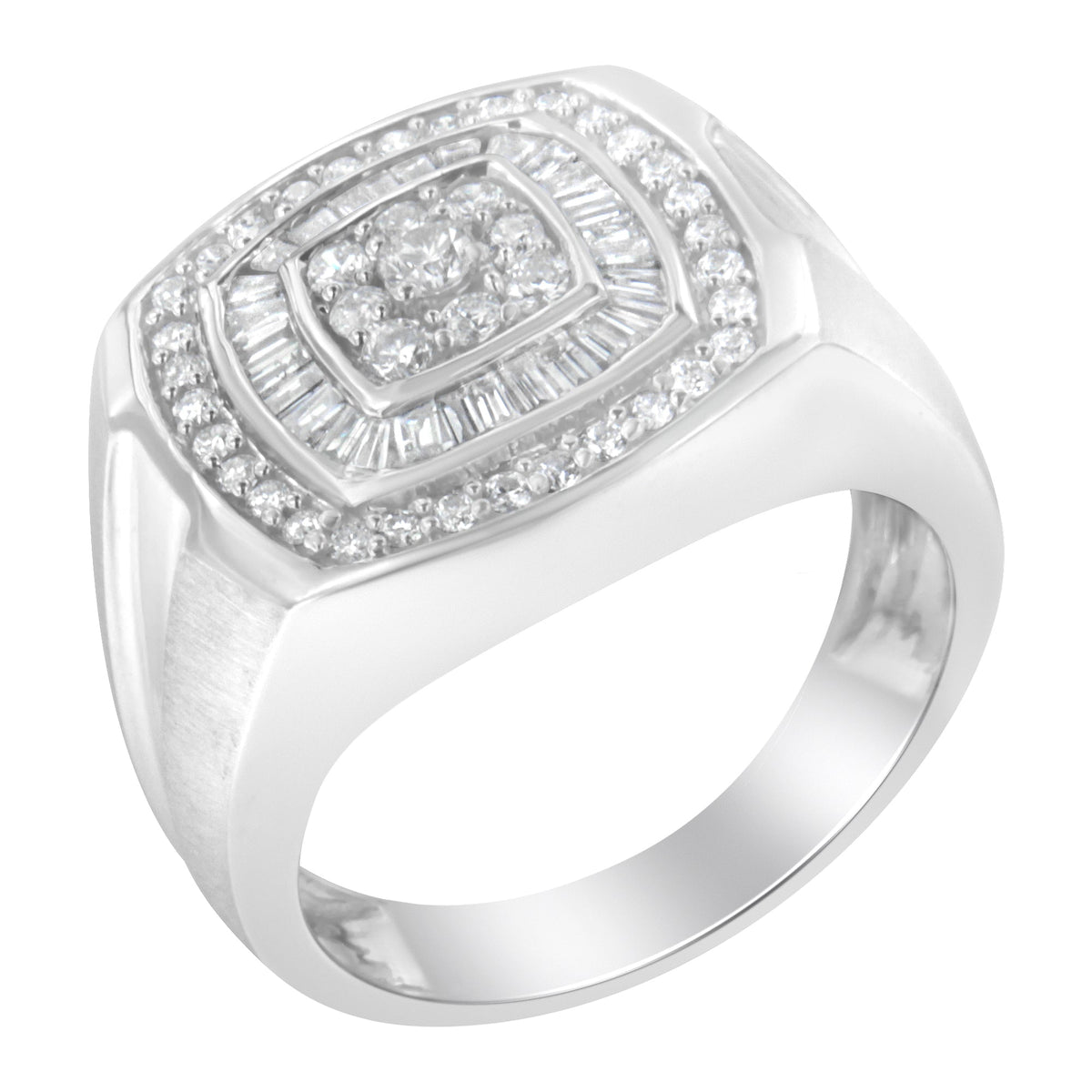 14K White Gold Men's 1 CTTW Diamond Band Ring