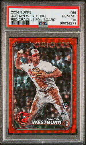 Graded 2024 Topps Jordan Westburg #66 Red Crackle Foil Board #/199 Rookie RC Baseball Card PSA 10 Gem Mint