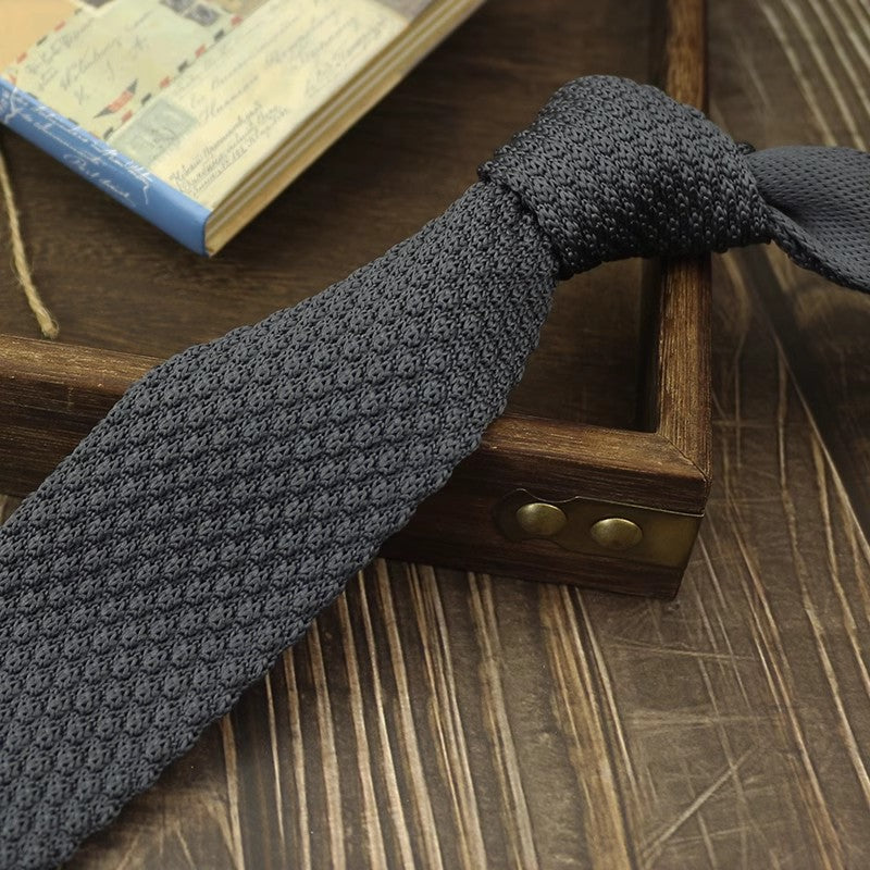 Narrow Woolen College Style Knitted Tie For Men And Women