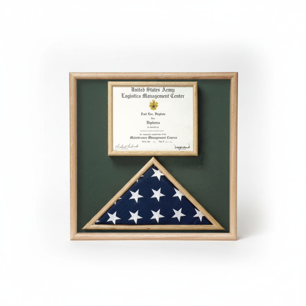 Flag and Certificate Display Case from Original Uniform Fabrics with 3' x 5' Flag