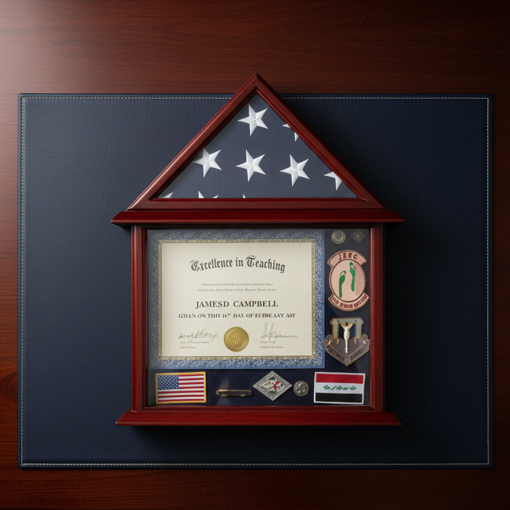 3'x5' Flag Display Case with Certificate and Document Holder Mango Finish