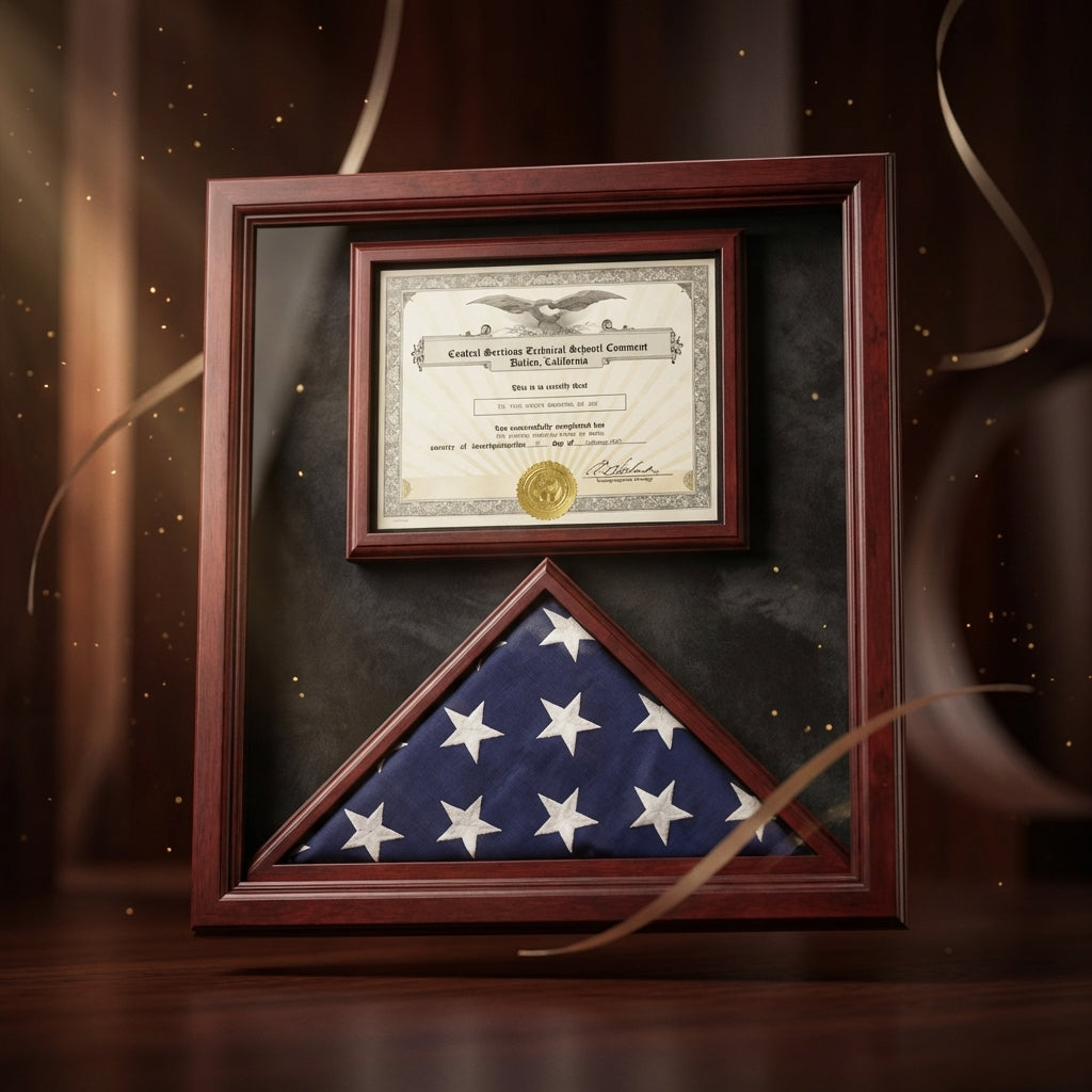 Flag and Document Display Case - Fit 3" x 5" flag.