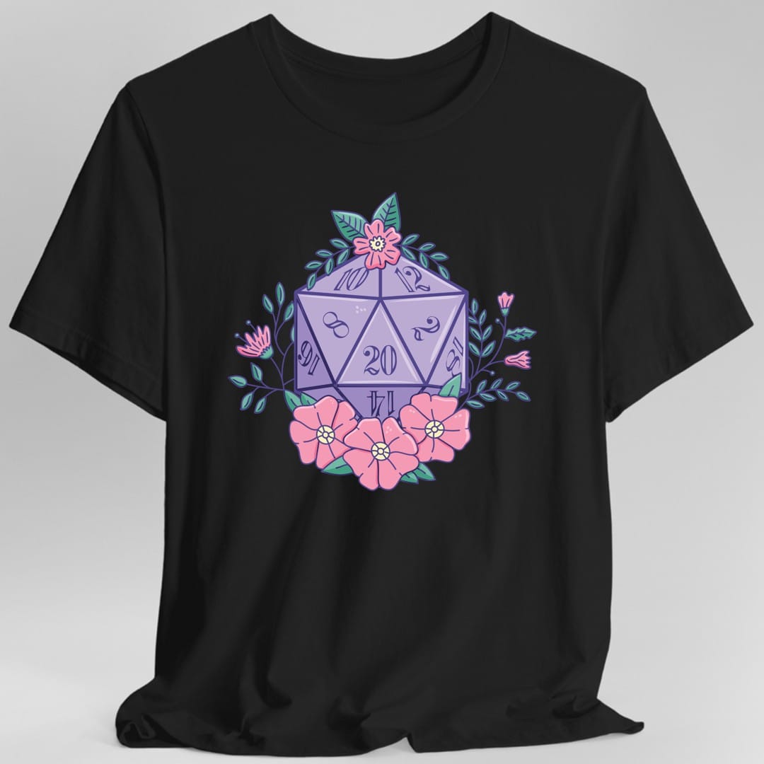 Floral D20 Tabletop RPG T-Shirt