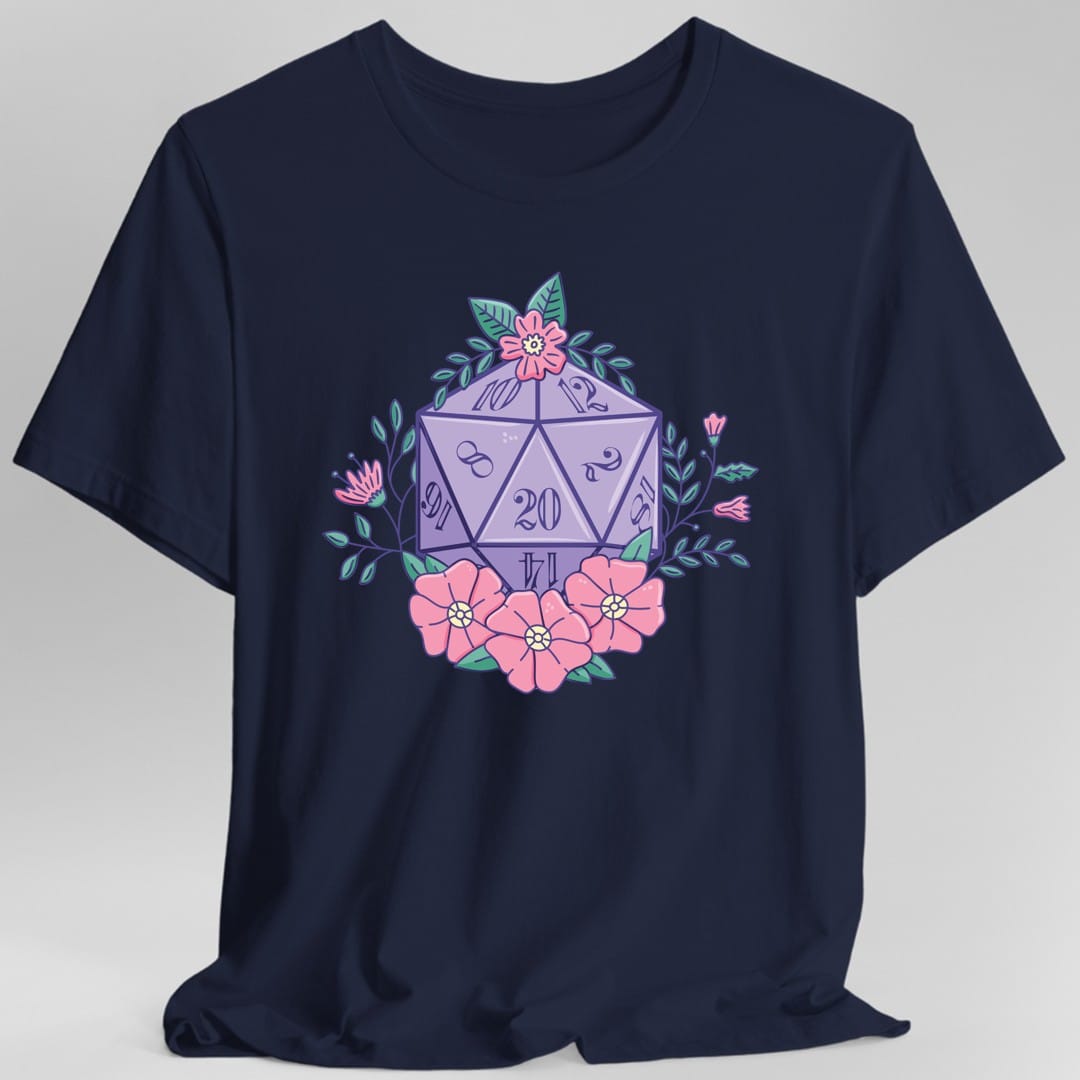 Floral D20 Tabletop RPG T-Shirt