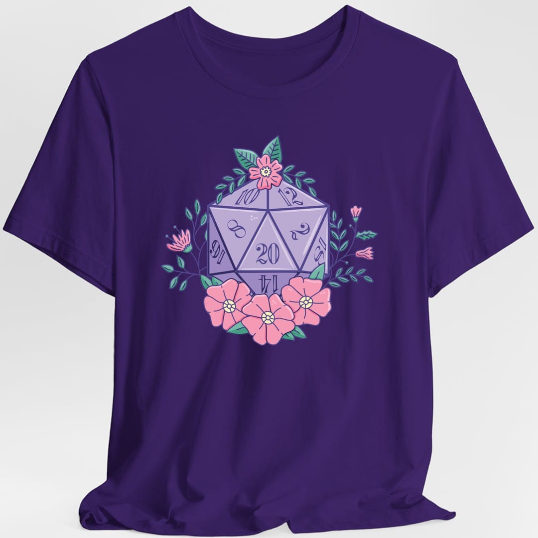 Floral D20 Tabletop RPG T-Shirt