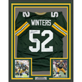 Framed Autographed/Signed Frank Winters 35x39 SB XXXI Champs Green Bay Green Football Jersey JSA COA