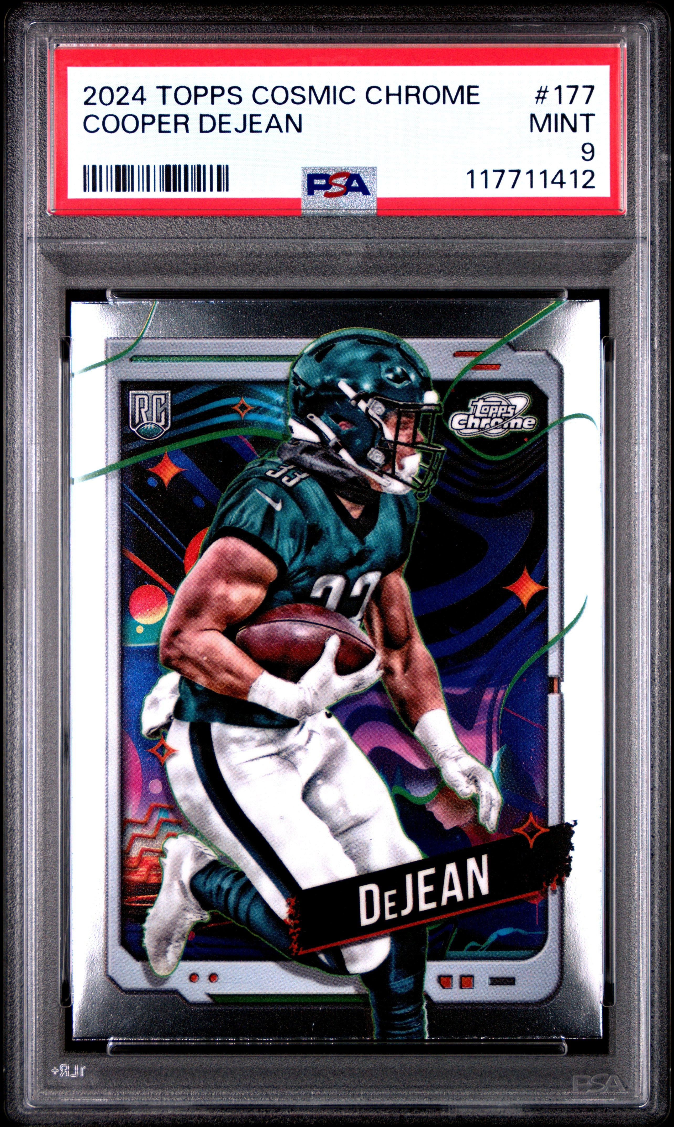 Graded 2024 Topps Cosmic Chrome Cooper DeJean #177 Rookie RC Football Card PSA 9 Mint