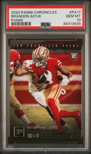 Graded 2020 Panini Chronicles Brandon Aiyuk #PA17 Panini Rookie RC Football Card PSA 10 Gem Mint
