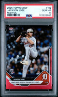 Graded 2025 Topps Now Jackson Jobe #192 Red Foil /5 Rookie RC Baseball Card PSA 10 Gem Mint