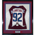 Framed Autographed/Signed Gabriel Landeskog 35x39 White Colorado Hockey Jersey JSA COA