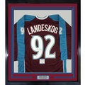 Framed Autographed/Signed Gabriel Landeskog 35x39 Colorado Maroon Hockey Jersey Beckett BAS COA
