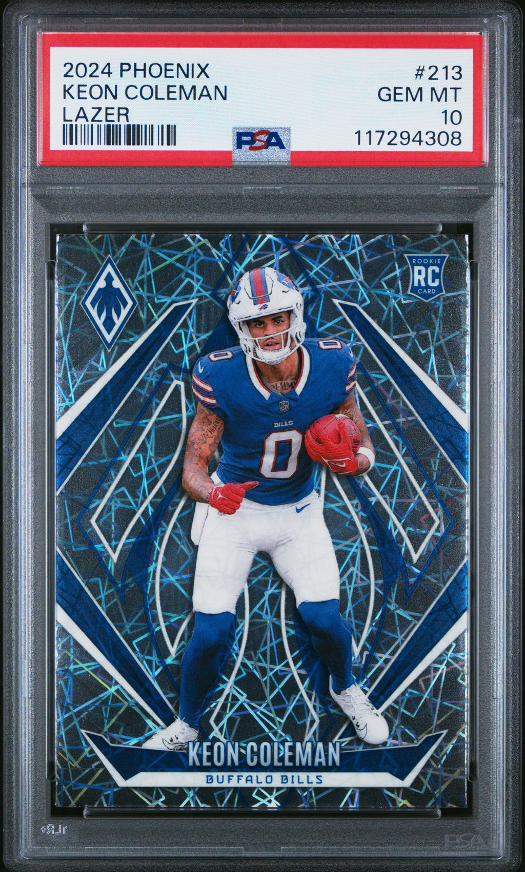 Graded 2024 Panini Phoenix Keon Coleman #213 Lazer Rookie RC Football Card PSA 10 Gem Mint