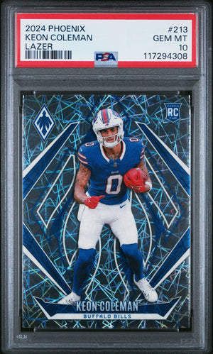Graded 2024 Panini Phoenix Keon Coleman #213 Lazer Rookie RC Football Card PSA 10 Gem Mint
