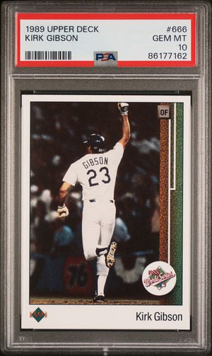 Graded 1989 Upper Deck Kirk Gibson World Series Home Run #666 Baseball Card PSA 10 Gem Mint