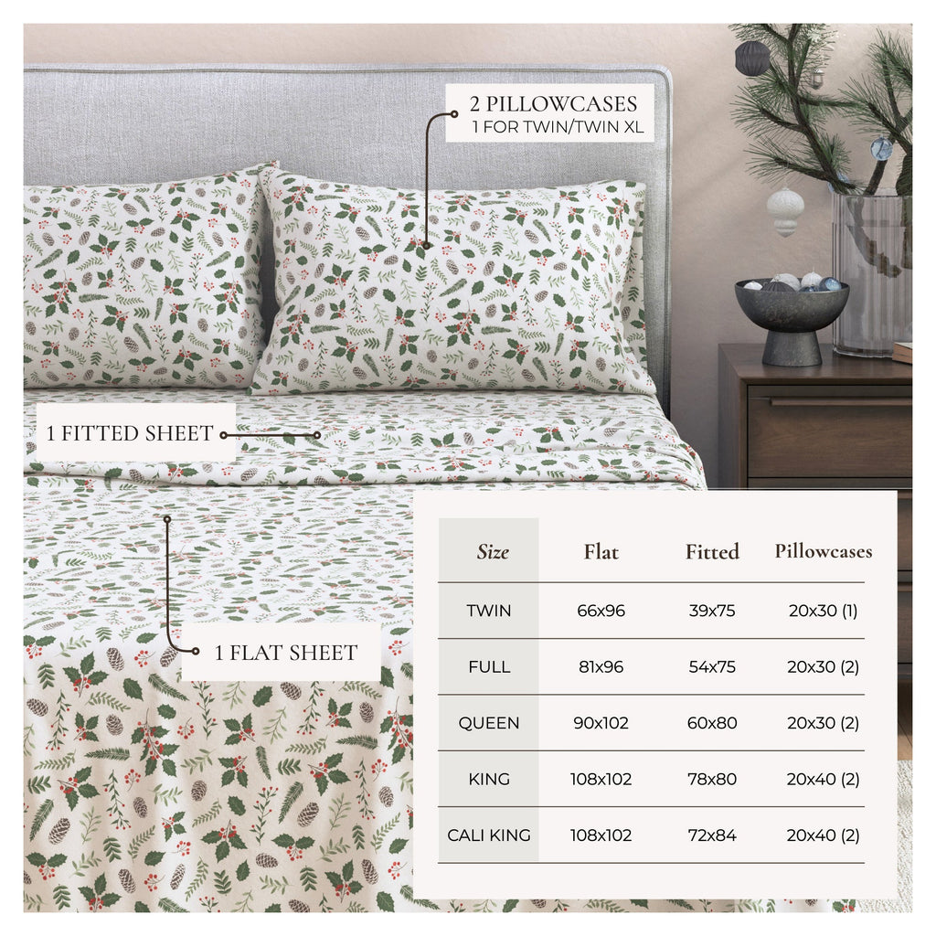Turkish Cotton Christmas Flannel Sheet Set - Whittaker Collection