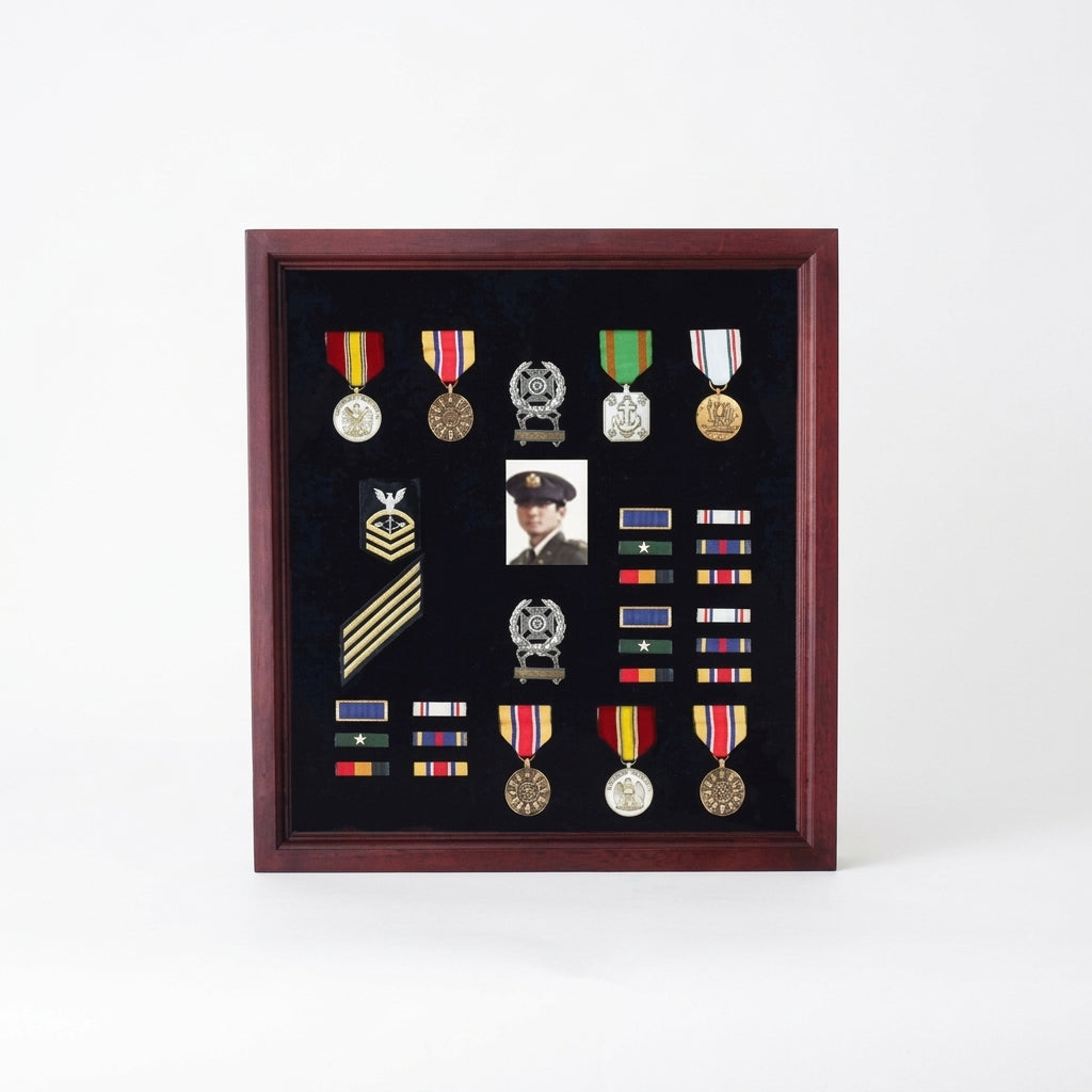 Flag Photo and Badge Display Case,Photo & Badge With Fit 3' x 5' Flag.