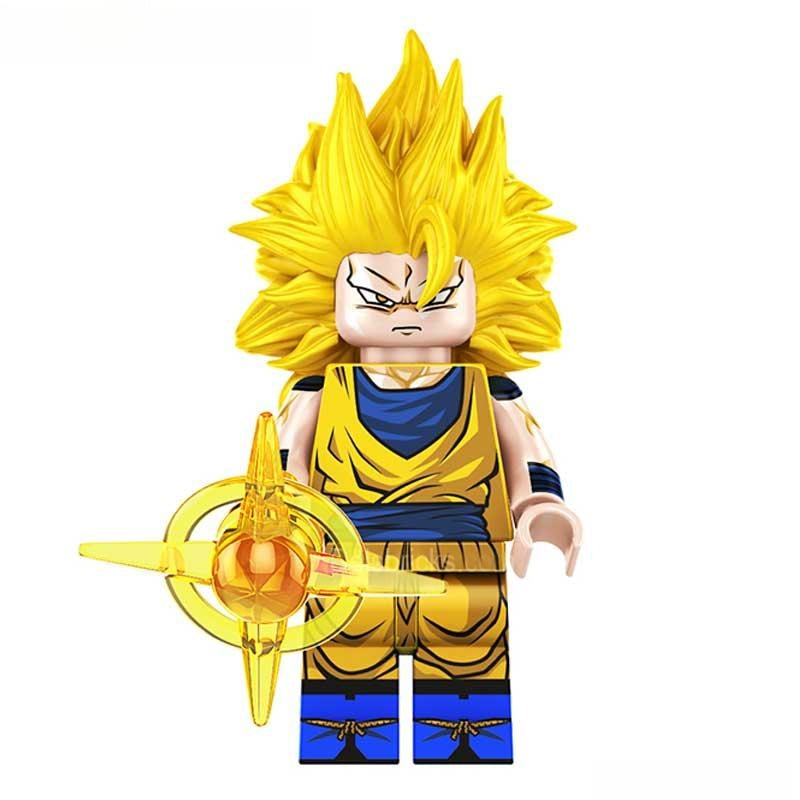 Goku Long yellow Hair Dragon Ball Z Super Lego Minifigures Anime Custom Toys G-6