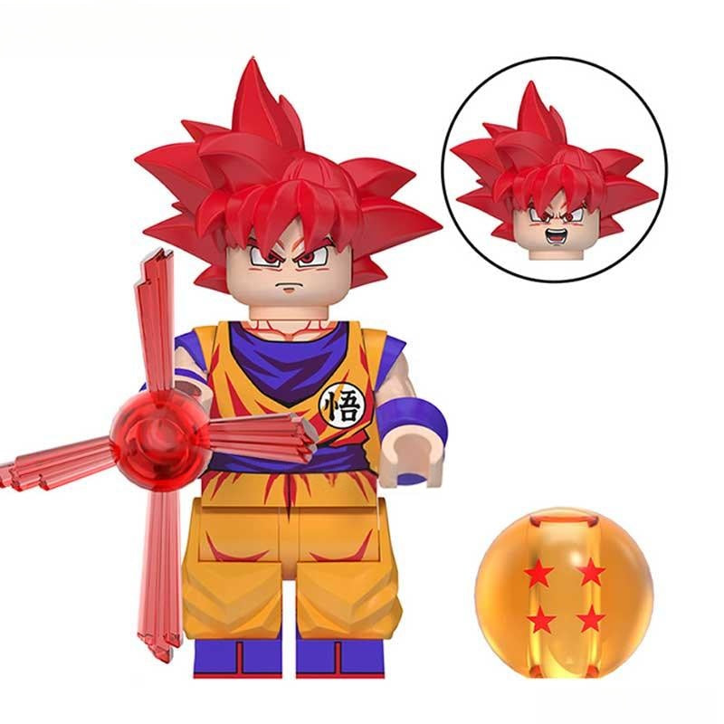 Goku Red Hair Dragon Ball Z lego Minifigures Custom Anime Toys G-5