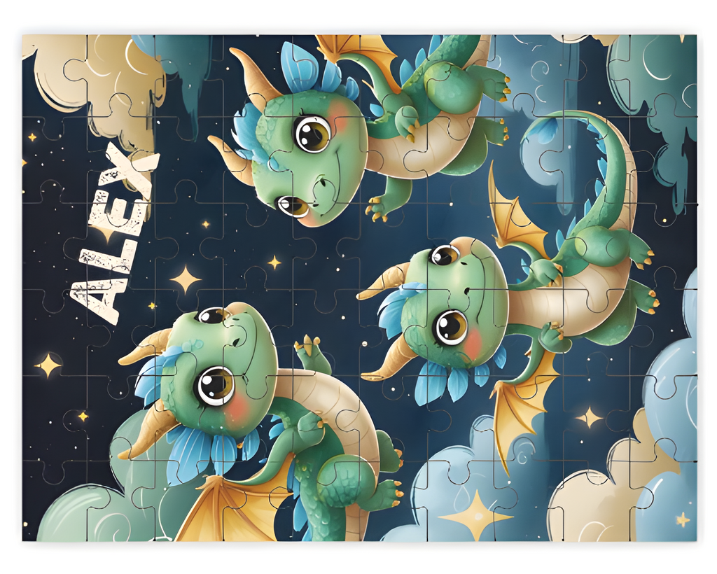 Cool Dragons Personalized Wooden Puzzle | 60 Pieces | 15x20cm