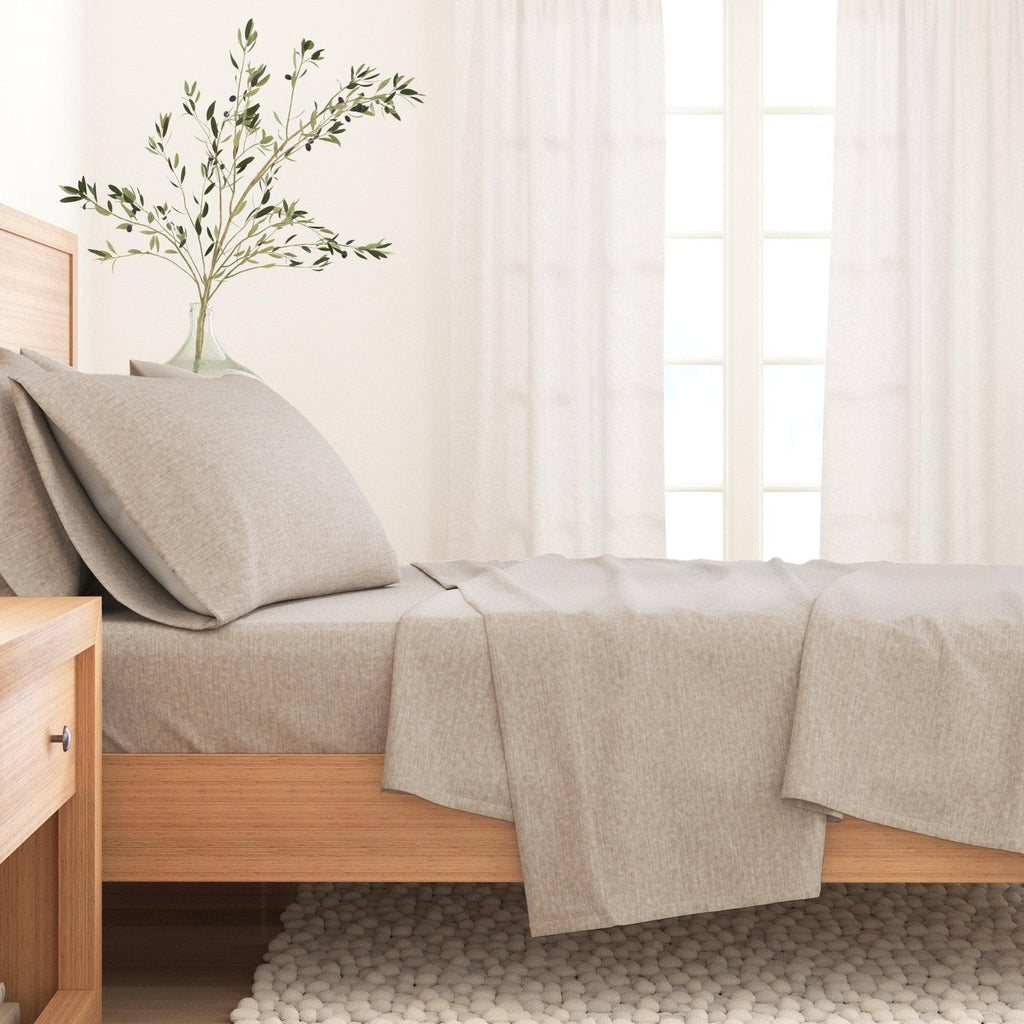 Heathered Solid Cotton Blend Flannel Sheet Set - Anders Collection