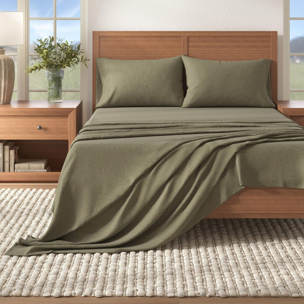 Heathered Solid Cotton Blend Flannel Sheet Set - Anders Collection