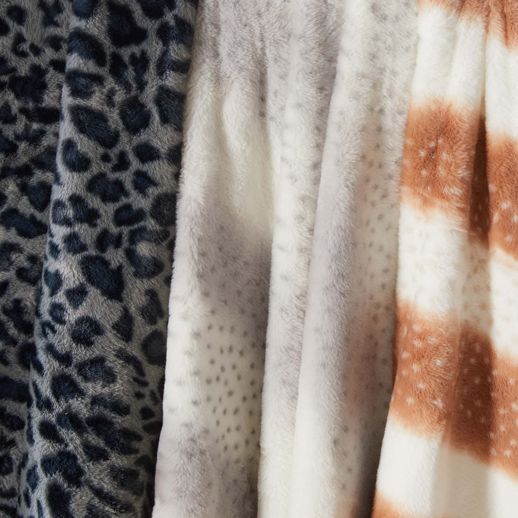 Faux Fur Printed Throw Blanket - Aaliyah Collection