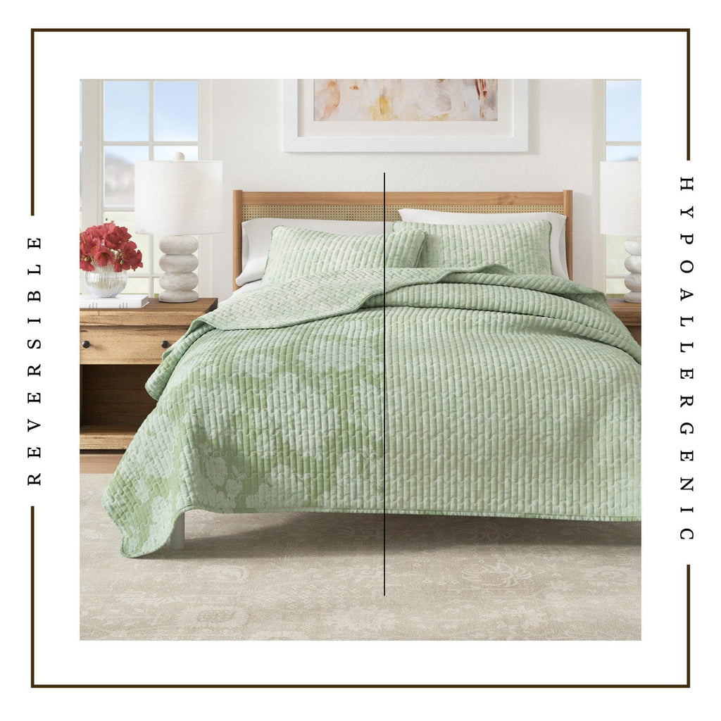 Floral Printed Cotton Quilt Set - Corin Collection