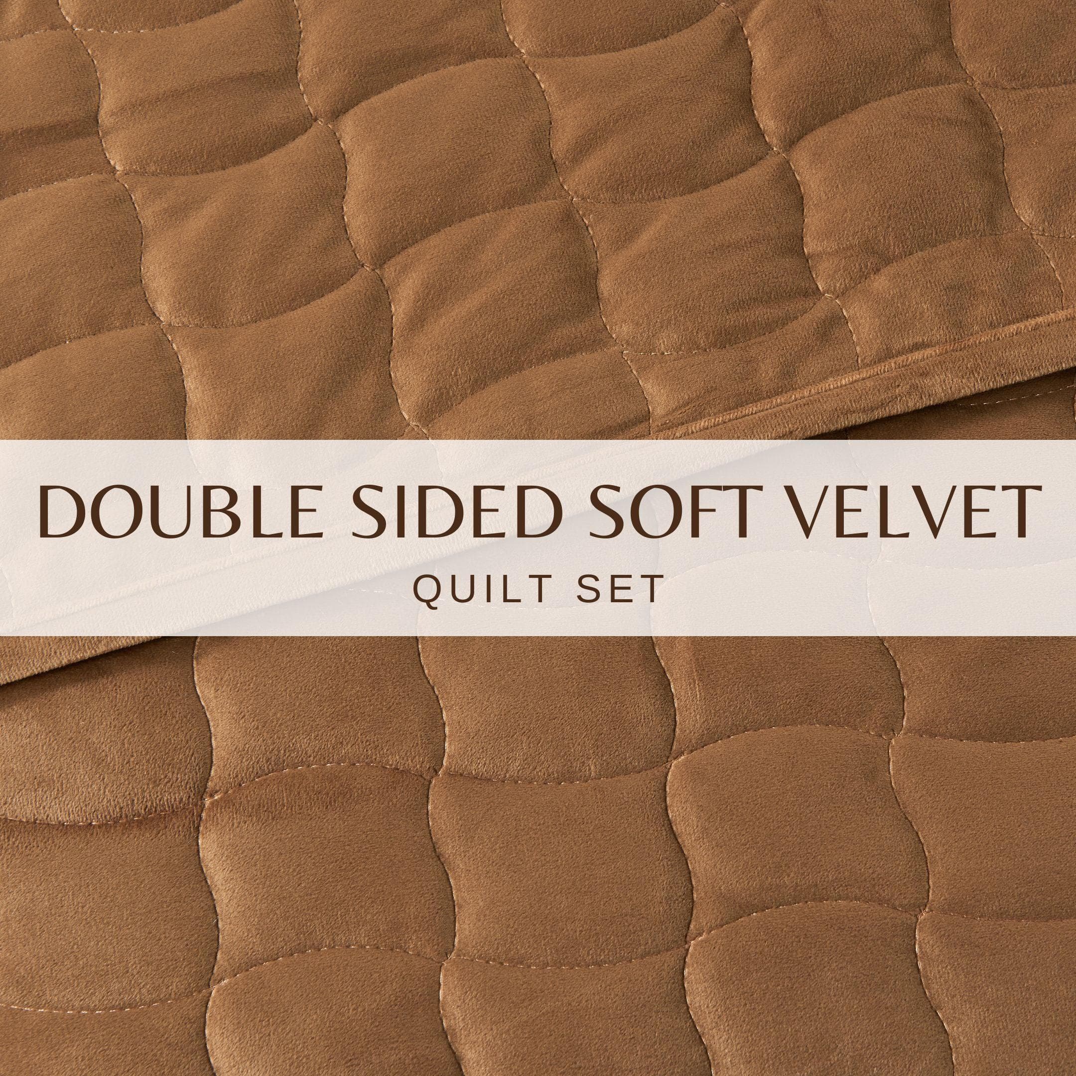 Velvet Box-Stitched Quilt Set - Vivica Collection