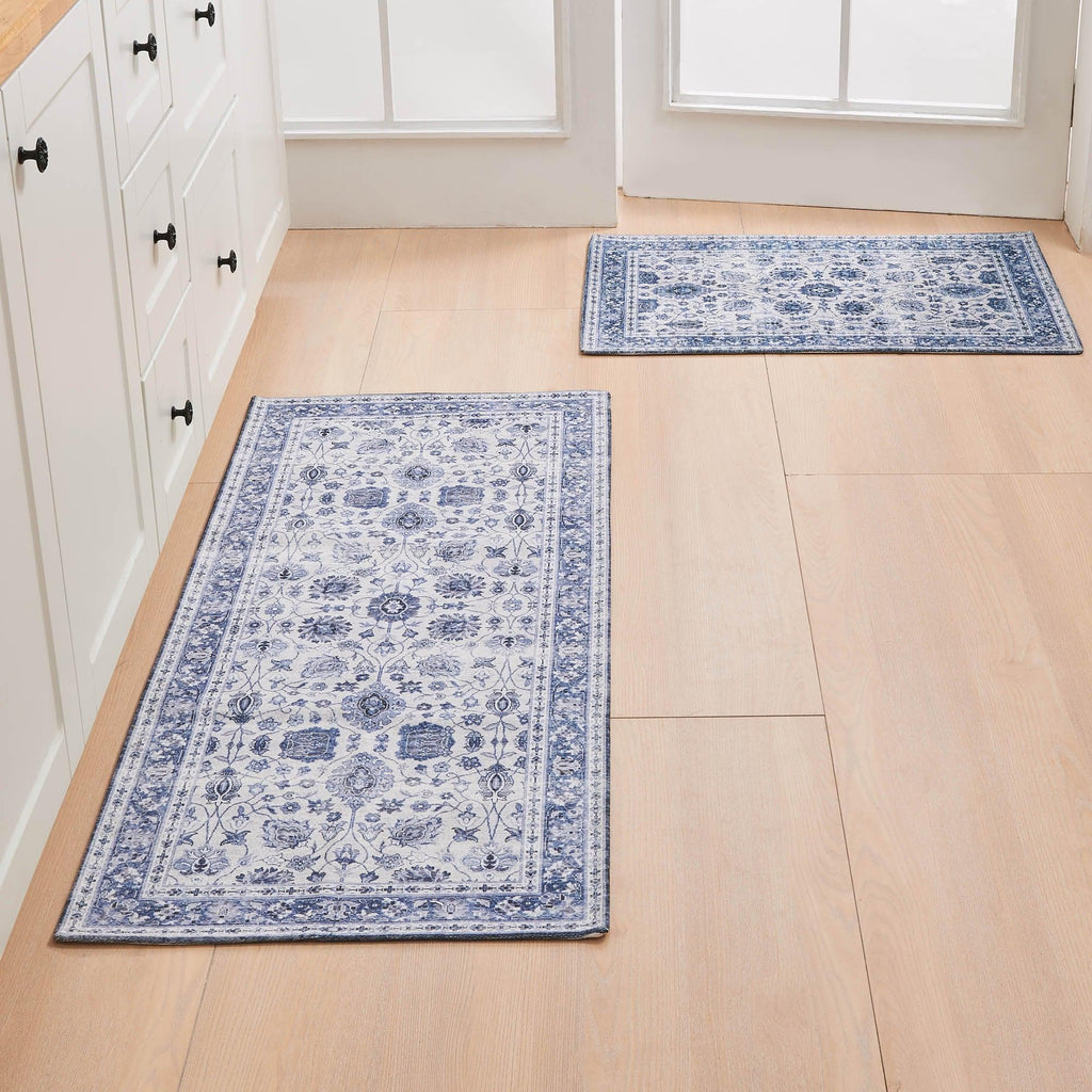 Floral Machine Washable Accent Area Rug & Runner 2 Pack - Matra Collection
