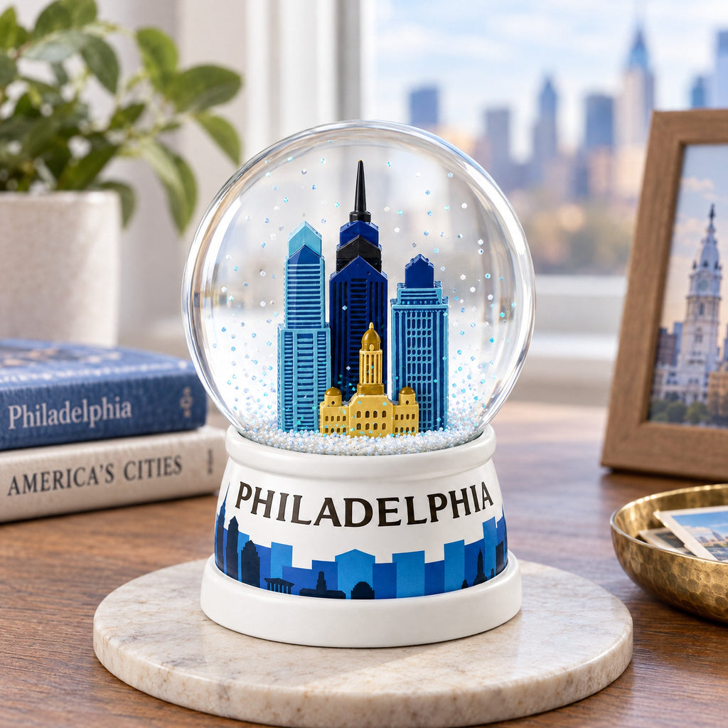 Philadelphia Skyline Glass Water Snow Globe