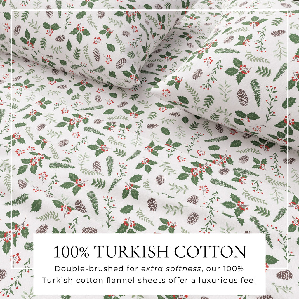 Turkish Cotton Christmas Flannel Sheet Set - Whittaker Collection