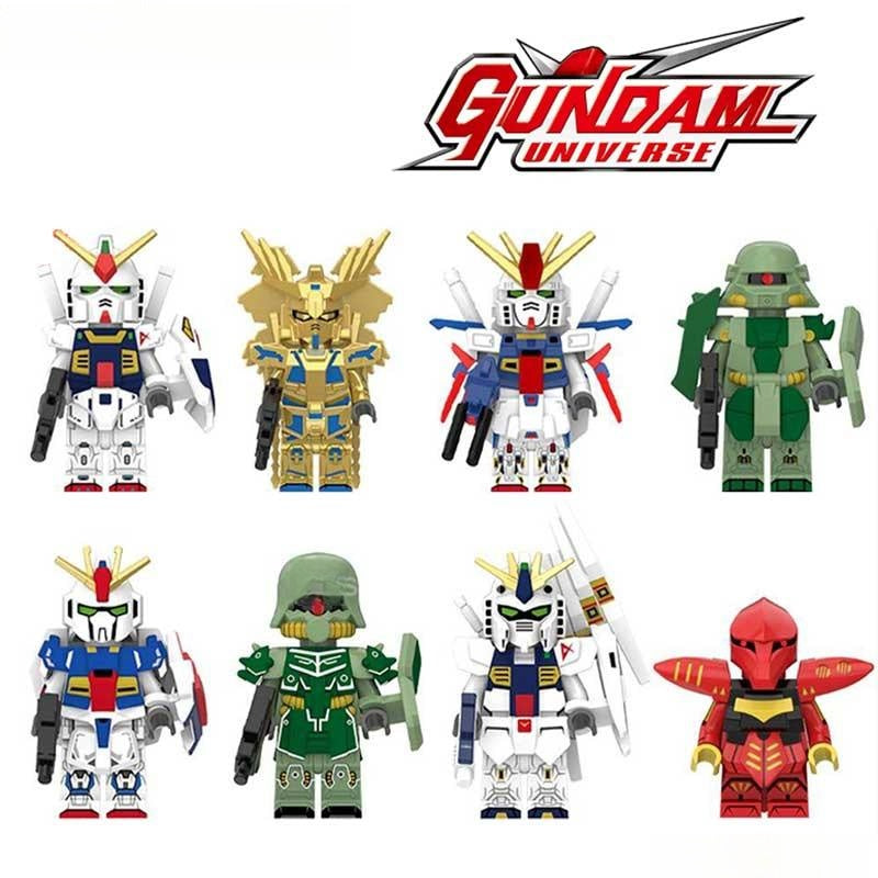 Gundam Anime Series Mech Suits set of 8 Minifigure Toy