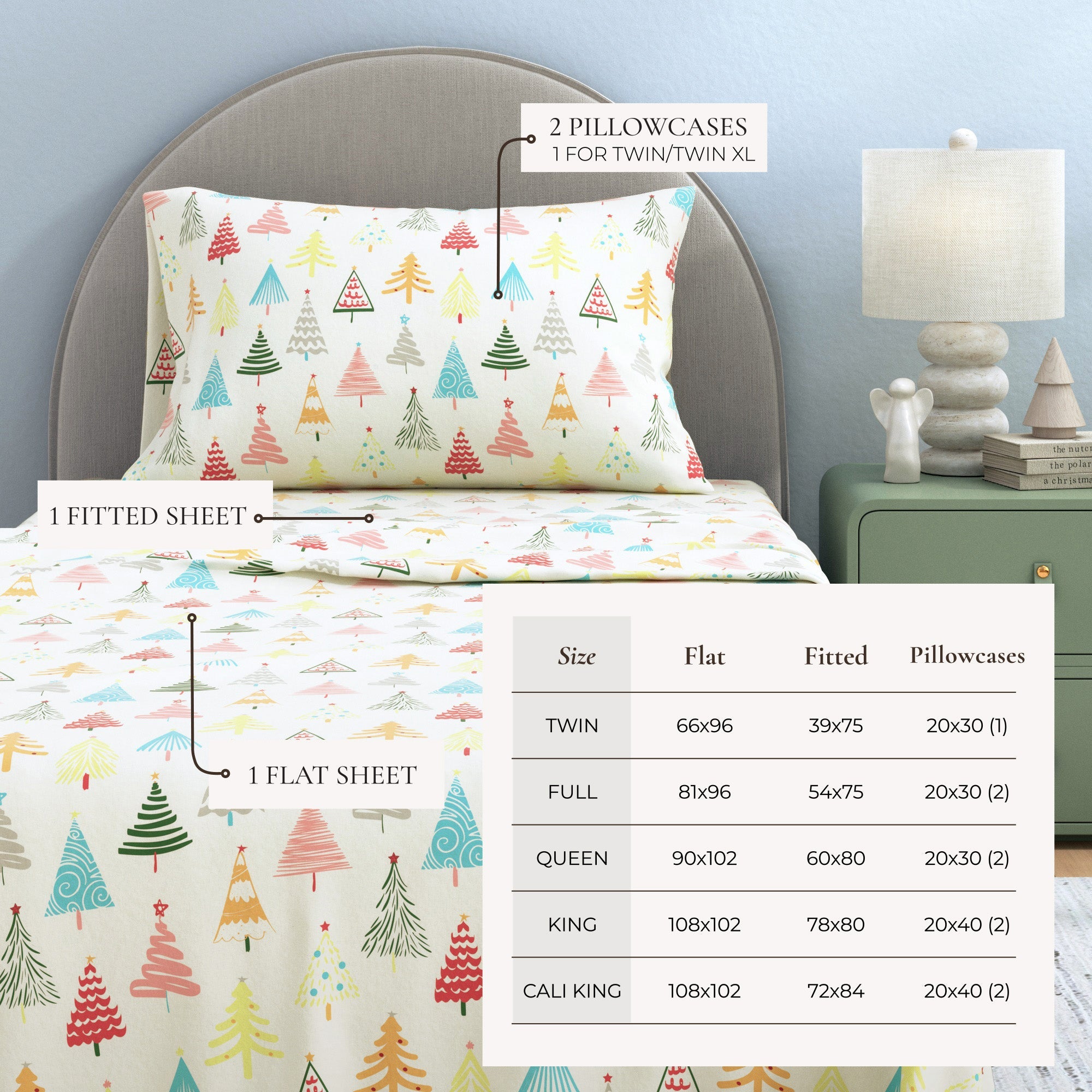 Turkish Cotton Christmas Flannel Sheet Set - Whittaker Collection