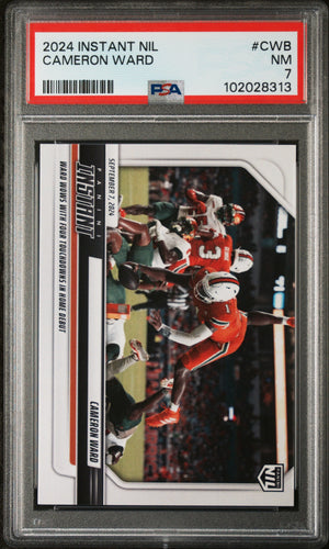 Graded 2024 Panini Instant NIL Cam Ward #CWB Rookie RC Football Card PSA 7 Near Mint