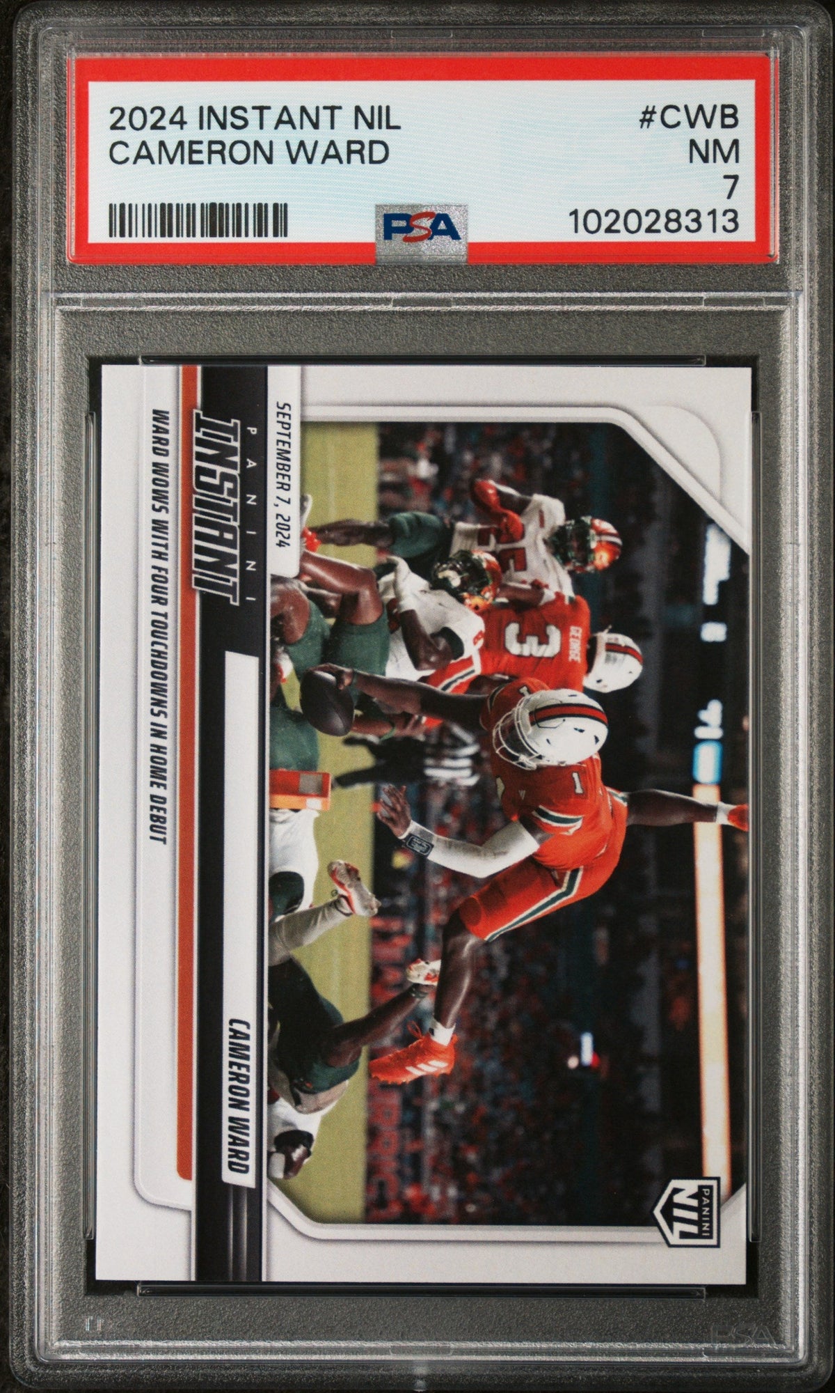 Graded 2024 Panini Instant NIL Cam Ward #CWB Rookie RC Football Card PSA 7 Near Mint