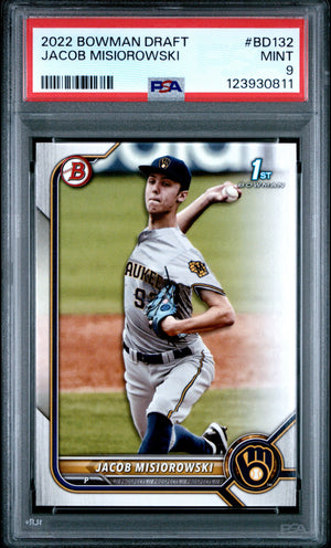 Graded 2022 Topps Bowman Draft Jacob Misiorowski #BD132 Rookie RC Baseball Card PSA 9 Mint