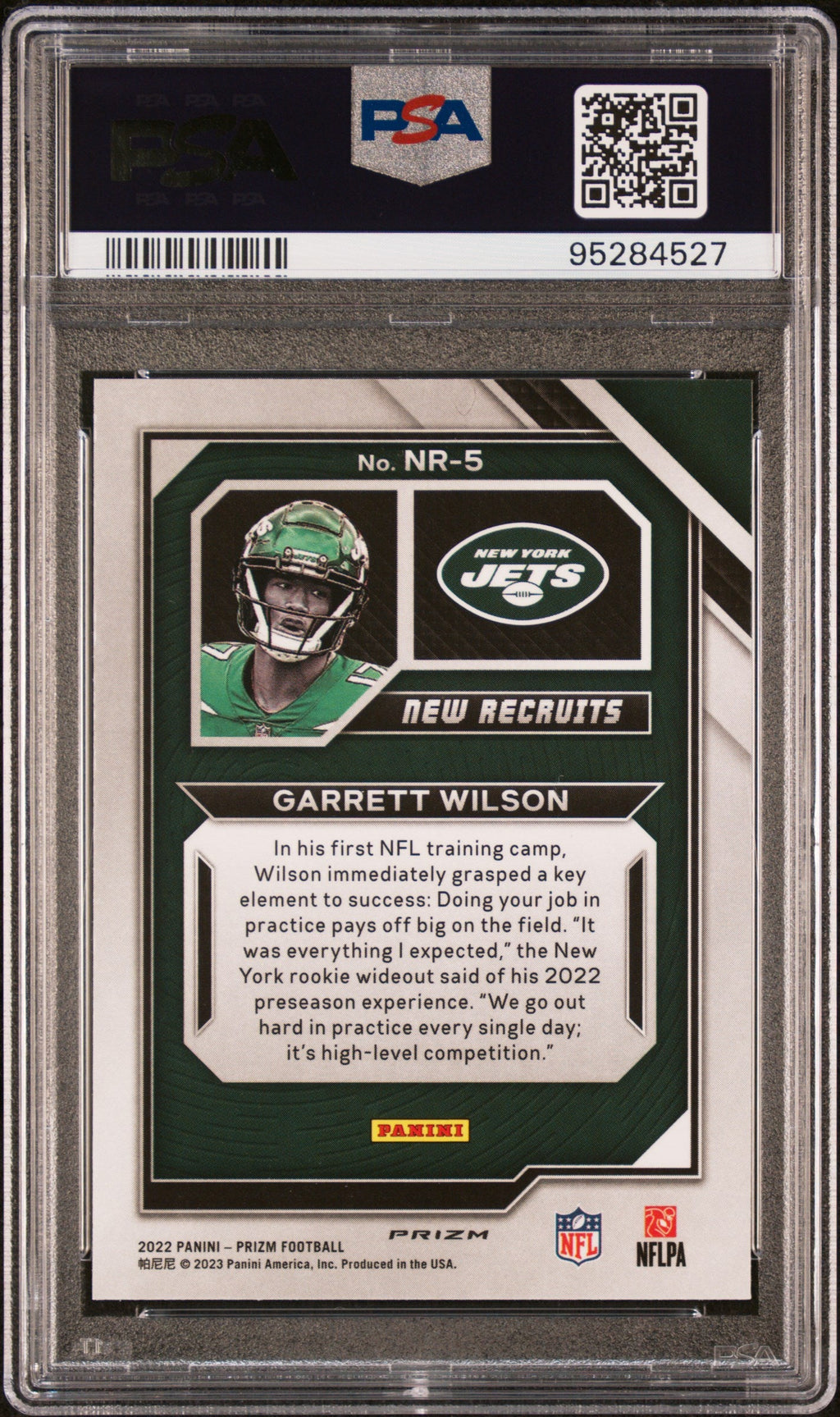 Graded 2022 Panini Prizm Garrett Wilson #NR5 New Recruits No Huddle Rookie RC Football Card PSA 10 Gem Mint